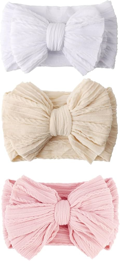 Baby Bows Headbands Nylon Baby Girl Headbands Soft Handmade Hairbands Toddler Hair Accessories fo... | Amazon (US)