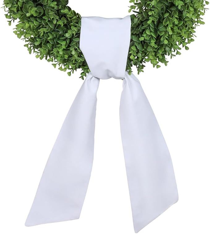 White Wreath Sash for Front Door - Blank for Monogram Embroidery - Front Door Decor - Wreath Acce... | Amazon (US)