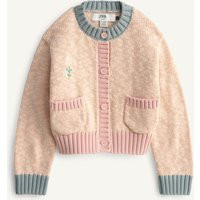 Zara - Color Block Embroidered Flower Cardigan Limited Edition - Dark Tangerine - 8-9 Years (51,2 Inches) - Kids | Zara US