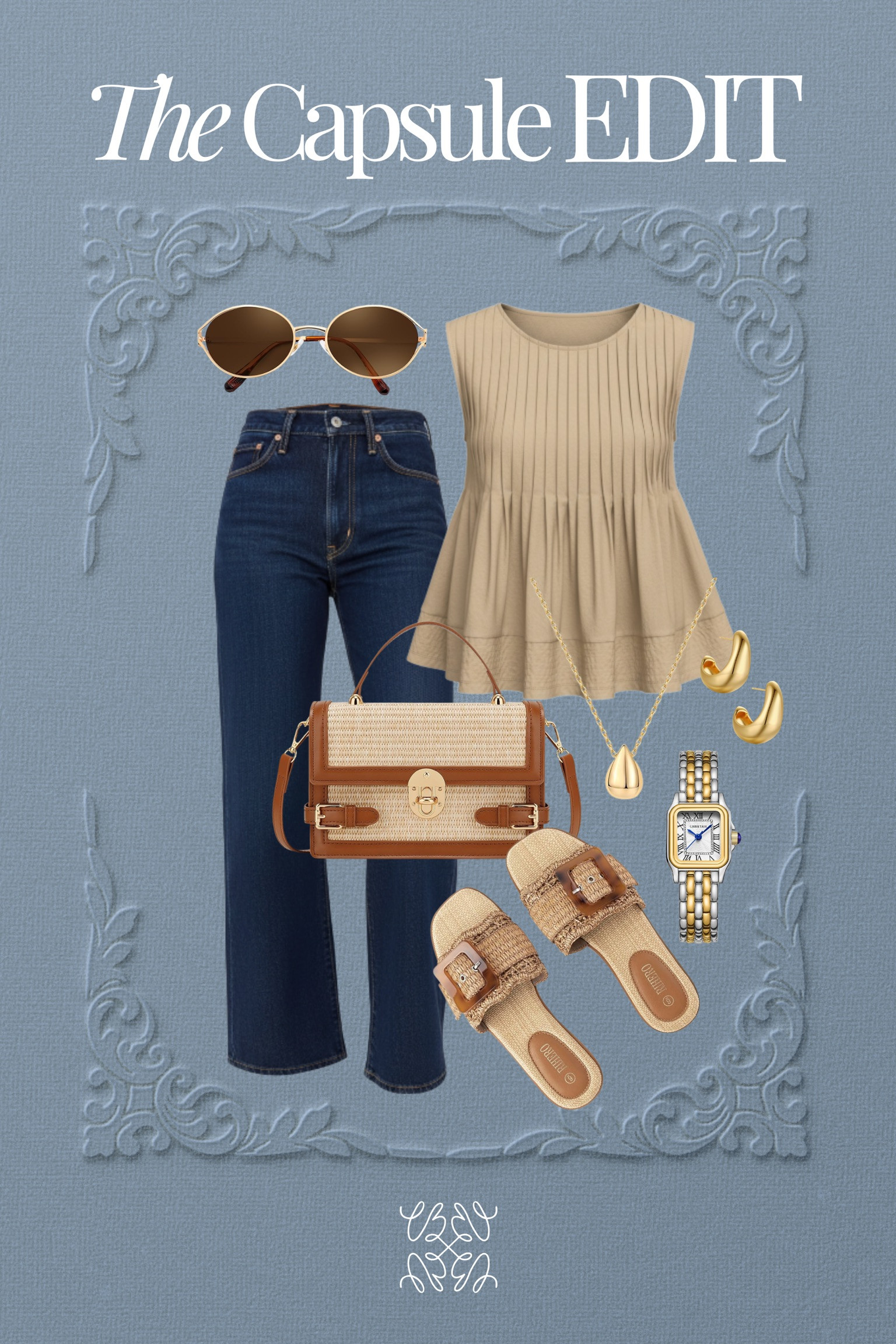 The Capsule Edit 🤎

If you’re building a wardrobe that just works, start here. A flattering pair of classic denim, an easy neutral top with a feminine shape, and woven accessories that instantly elevate the look.

I love how these pieces feel effortless but still polished — the structured straw bag, gold hoops, and timeless watch pull everything together without trying too hard. It’s the kind of outfit you can wear to brunch, errands, or a casual dinner and feel completely put together.

Simple. Chic. On repeat.

#TheCapsuleEdit #CapsuleWardrobe #TimelessStyle #AmazonFinds #EverydayChic #NeutralOutfits 

 #LTKSeasonal #LTKBeauty
