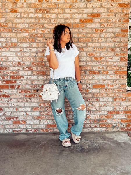 { ootd ❥

• COACH Tabby Backpack with Quilting in Nappa Leather / Brass / Chalk 
• Old Navy T-Shirt in White  - XL 
• Universal Thread Mid-Rise 90’s Baggy Jeans in Medium Wash Destroy - 10 
* size down one. 
• Steve Madden Bigmona Raffia Slingback Platform Sandal in Bone Raffia - 9.5 

Casual Midsize Style . Summer Sandals . COACH Backpack . Modern Rez Girl Aesthetic . Native American Lifestyle Creator }  

#LTKMidsize #LTKItBag #LTKShoeCrush