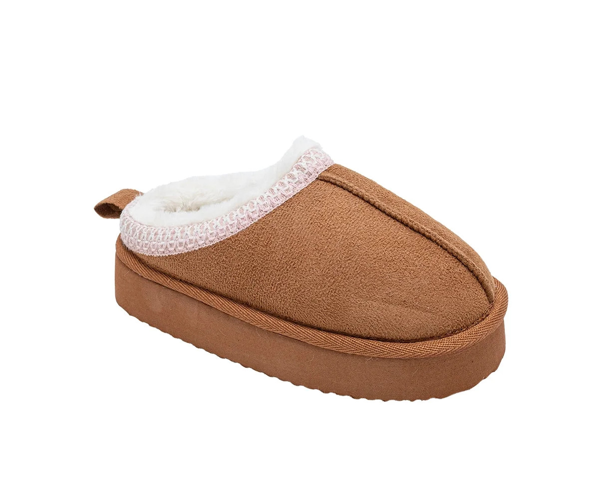 Kensie Girls' Sherpa Slippers – Fuzzy Indoor House Slippers for Kids, Cozy Slip-On Warm Shoes f... | Walmart (US)