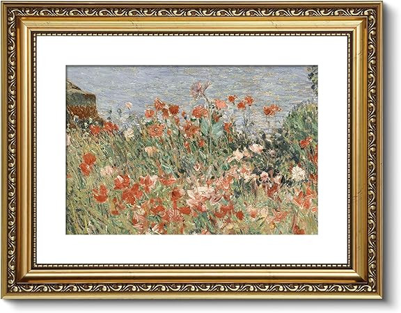 ARPEOTCY Vintage Gold Framed Wall Art, Retro Garden Shoals Sea Sky, Canvas Prints Artwork with An... | Amazon (US)