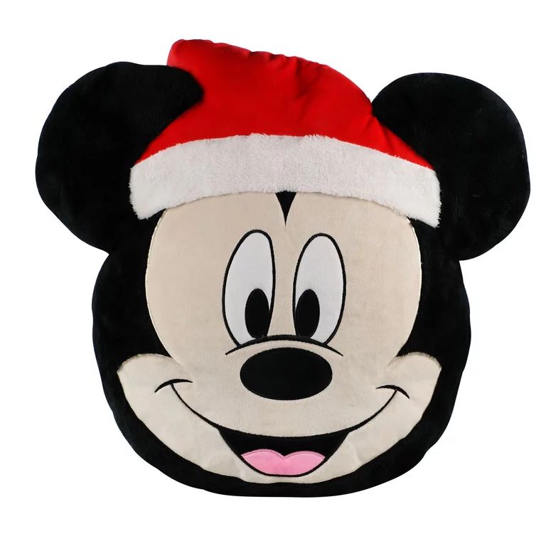 Disney, Mickey Mouse Shaped Santa Pillow 16 inches Tall, Black, Red | Walmart (US)