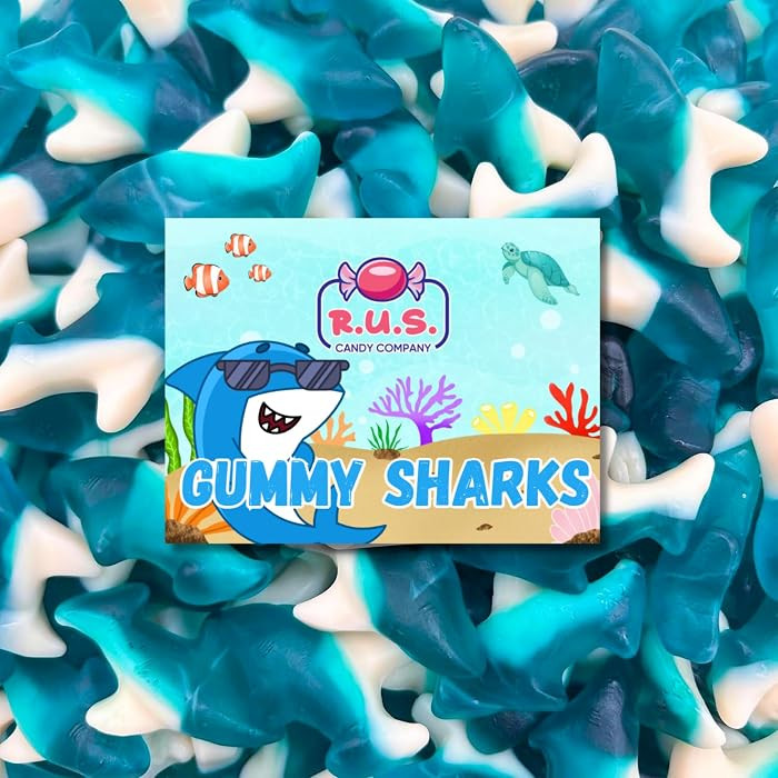 Blue Gummy Sharks - 1/2 Pound Bag | Chewy Fruity Candy | Ocean Themed Shark Gummies for Parties &... | Amazon (US)