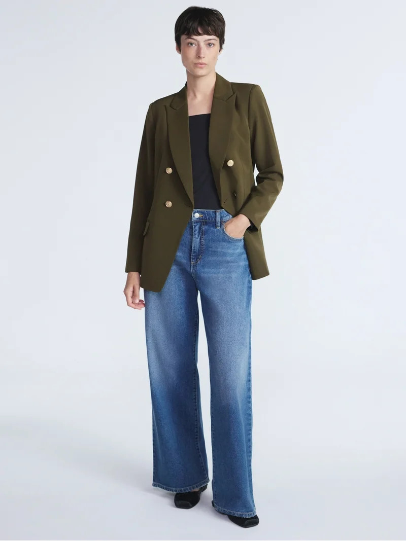 Scoop Women's Slim Fit Double Breasted Blazer, Sizes XS-XXL | Walmart (US)