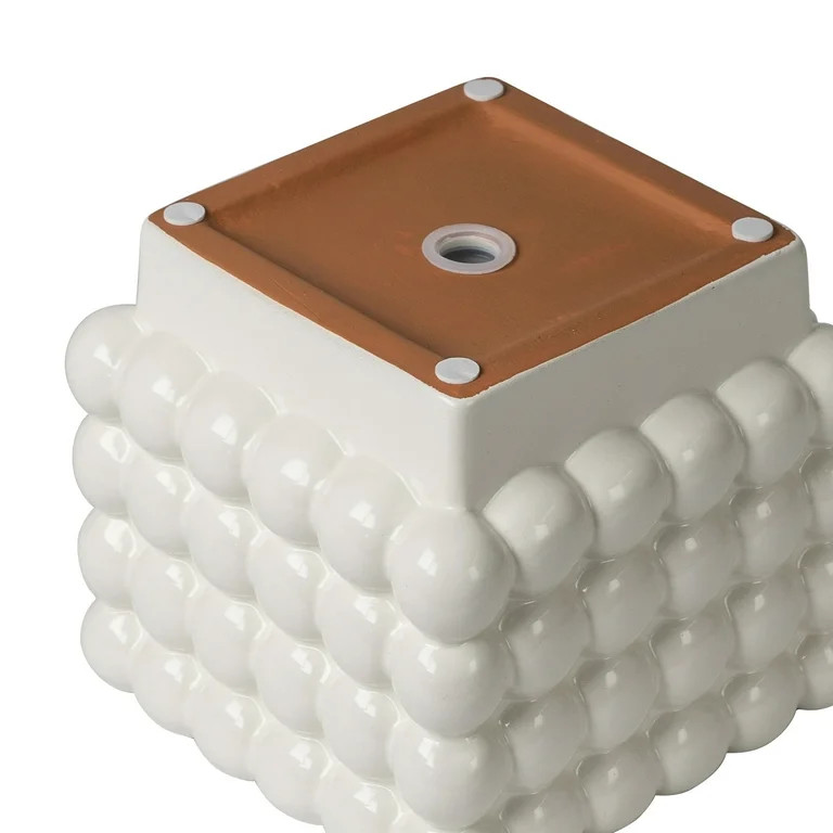 Mainstays 6”D x 5.7”H Square Ceramic Dot Planter, White | Walmart (US)