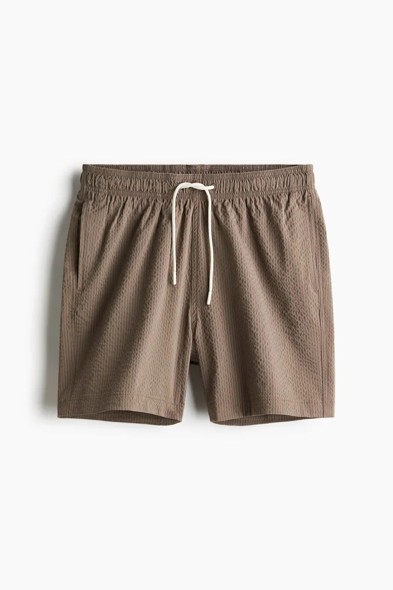 Seersucker Swim Shorts - Dark beige - Men | H&M US | H&M (US + CA)