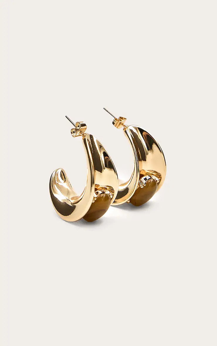 Accessories | Brown Resin Chunky Hoop Earrings | PrettyLittleThing | PrettyLittleThing US