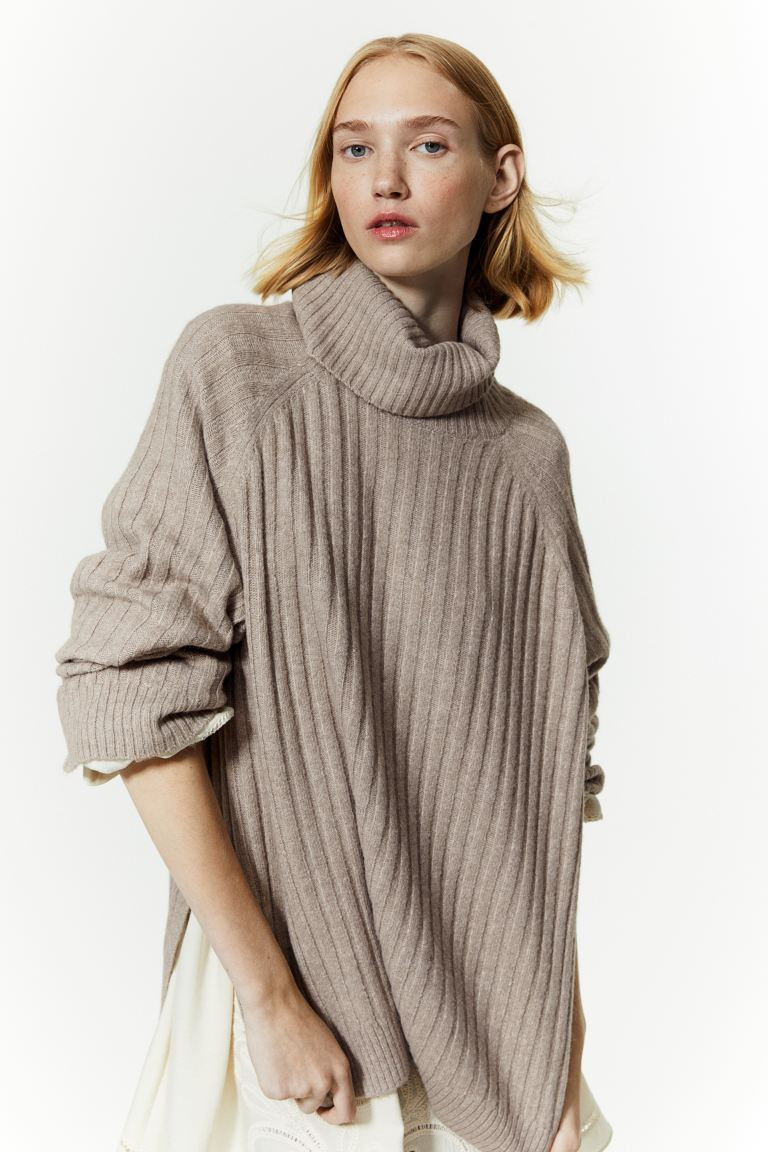Rib-knit Turtleneck Sweater - Beige - Ladies | H&M US | H&M (US + CA)