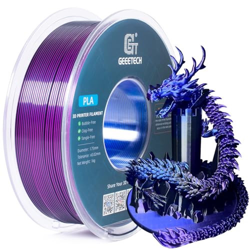 Geeetech Silk PLA Tri Color Filament 1.75mm 3D Printer Filament,Coextrusion Blue Purple Black Tri-Colors Metal-Like Shiny Silk PLA Filament,1kg (2.2lbs) 1 Spool,Dimensional Accuracy +/- 0.03 mm | Amazon (US)