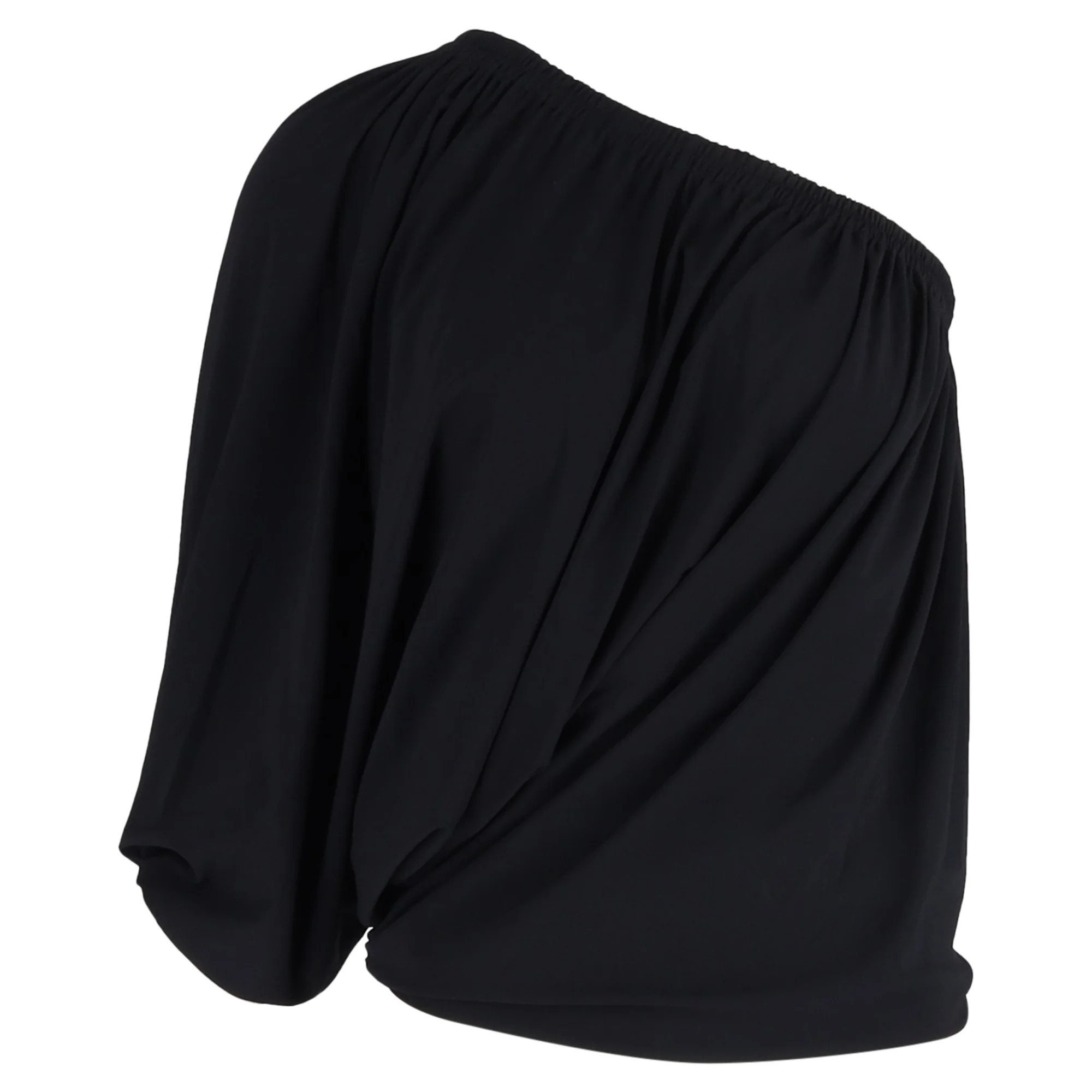 Lanvin Blouson Off Shoulder Top in Black Viscose | Shop Simon