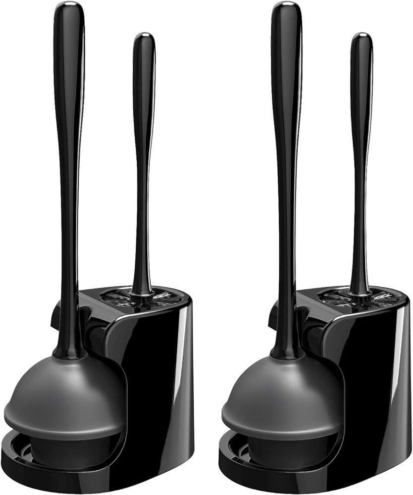 MR.SIGA Toilet Plunger and Bowl Brush Combo for Bathroom Cleaning, Black, 2 Sets | Amazon (US)