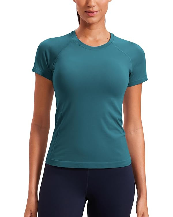 CRZ YOGA Seamless Workout Tops for Women Short Sleeve Athletic Tees Breathable Gym Running Yoga S... | Amazon (US)