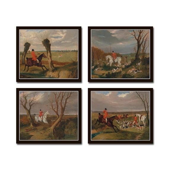 Fox Hunting Print Set No. 2 Reproduction Giclee Print Wall - Etsy | Etsy (US)
