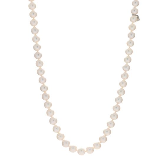 18K White Gold Akoya Pearl 7.5-8mm Strand Necklace 20" | FASHIONPHILE (US)