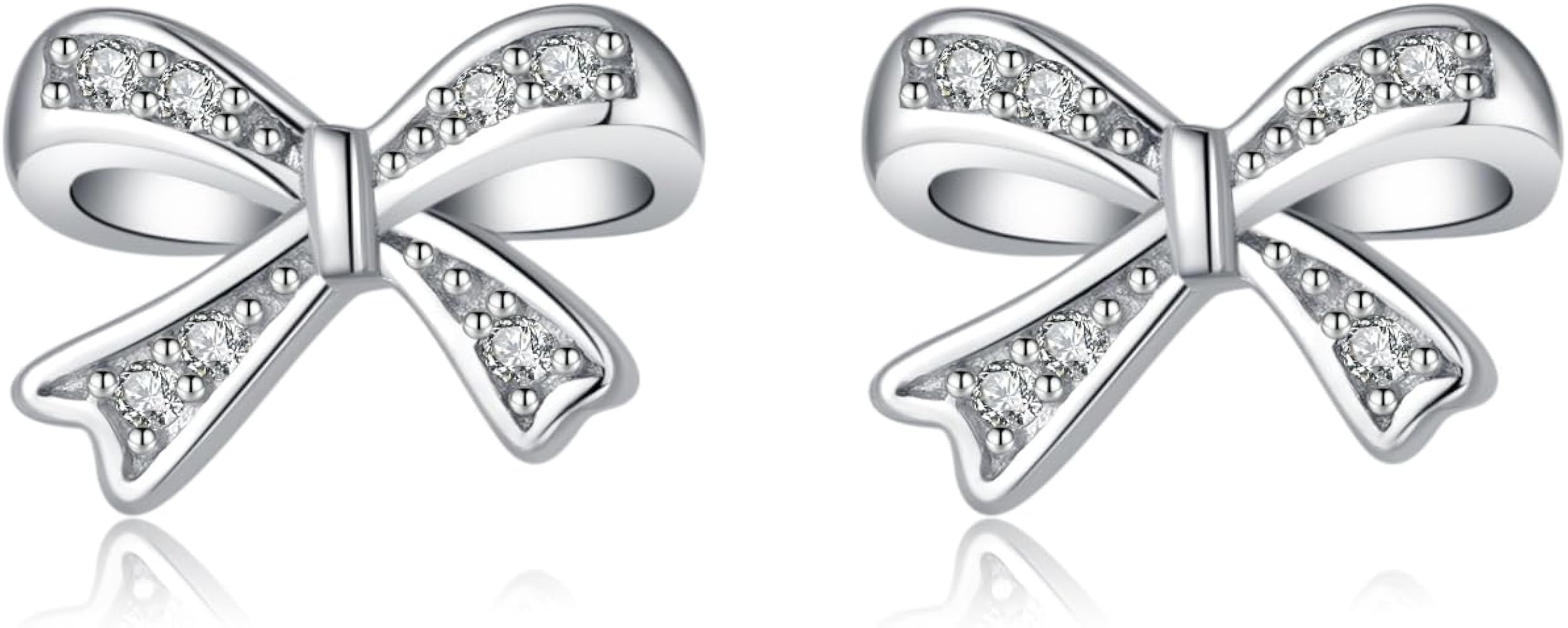 SLUYNZ Solid 925 Sterling Silver Tiny Bow Earrings Stud for Women Teens CZ Bowknot Stud Earrings | Amazon (UK)