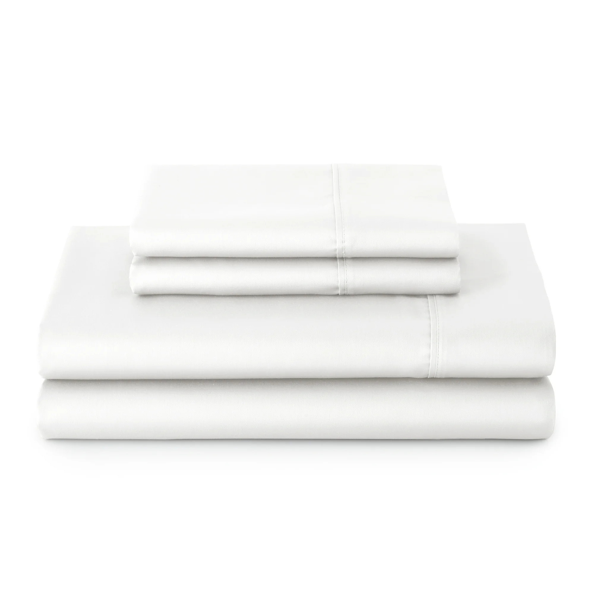 Better Homes & Gardens 4-Piece 300 Thread Count Arctic White Cotton Sateen Bed Sheet Set, Cali Ki... | Walmart (US)