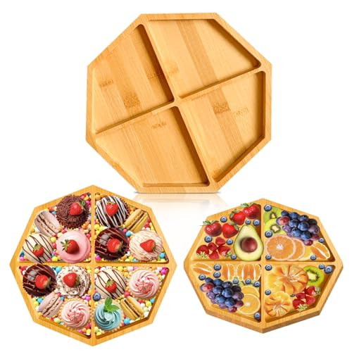 Barri Design Charcuterie Board Platter Large Octagonal Wooden Serving Tray Baby Shower Food Tray Birthday Party Decorative Platter Bamboo Charcuterie Board Trays for Food Snack Party Decoration | Amazon (US)