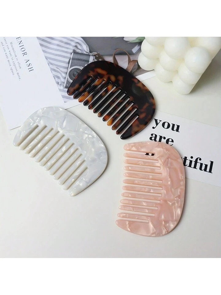 1pc Minimalist Marble Texture Hair Comb Portable Acetic Acid Hairdressing Comb Mini Hair Styling Comb For Daily Travel Outgoing Use Body Care For Travel,Outdoor,Sport,Office,School,Hair Clips,Hair Accessories | SHEIN