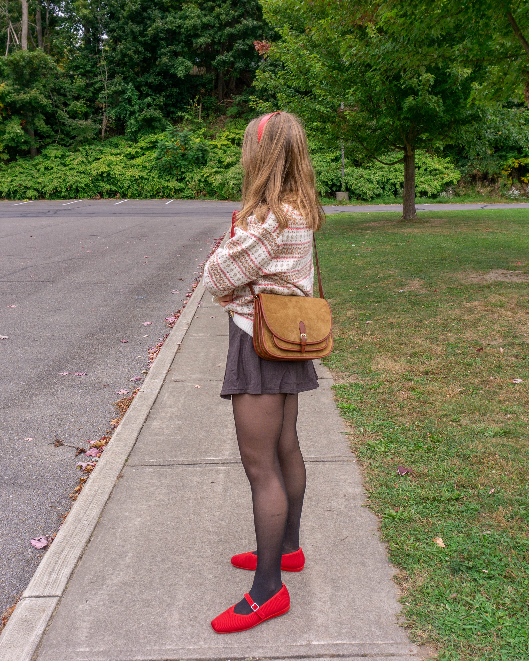 Pops of red! 🍁🍎❤️ Love preppy fashion in the fall. These Mary Jane flats are the most comfortable I’ve ever tried. The support is so nice for flat feet like mine! Fit TTS

Wearing size 2 in the shorts and a size small sweater. 

Laptop case, red shoes, fair isle sweater, affordable fashion, American Eagle, Twee, headband, ootd 

#LTKFindsUnder50 #LTKItBag #LTKShoeCrush