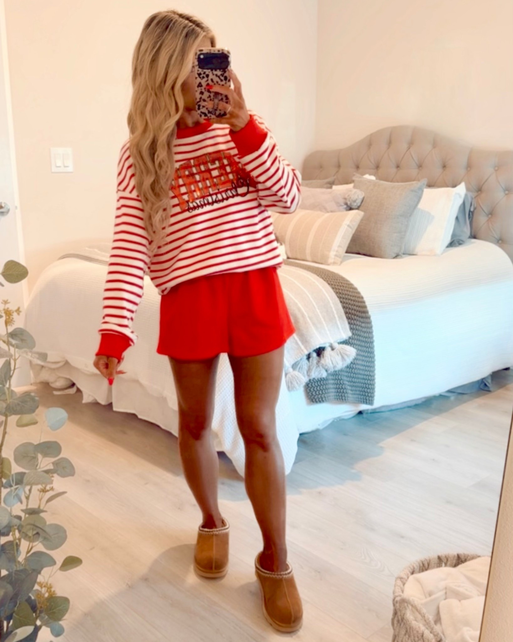 Christmas pajamas / holiday loungewear set! This matching lounge set is perfect for the holidays! You could also style just the Christmas sweatshirt with jeans or leggings for an easy everyday casual holiday outfit. I am wearing the Christmas PJs with a pair of UGG look for less slippers that make a great gift for her!

Holiday sweater, holiday pajamas, matching pajamas, cozy holiday outfit, casual Christmas outfit

#LTKootd #LTKGiftGuide #LTKHoliday