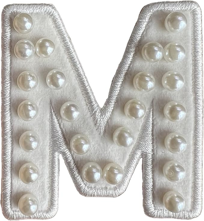ZOOX Ivory Pearl & White Letter Varsity Initial Patches, 3M Adhesive Sticker Iron On, 2.25" Heigh... | Amazon (US)