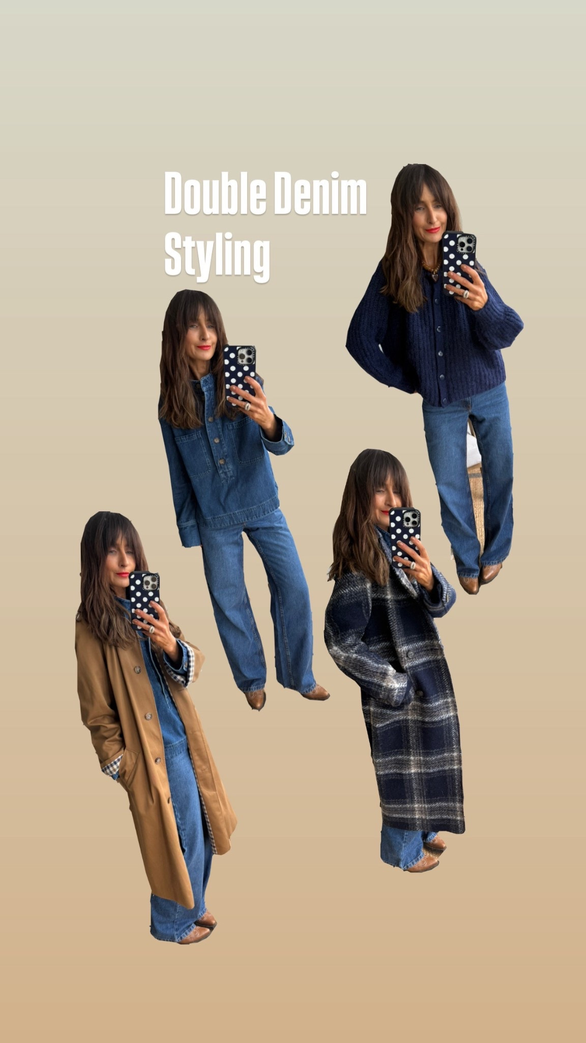 Double denim from Sezane 
Coats are true to size for a relaxed fit 
Size down if Petite 
Jeans and shirt are true to size 

#LTKuk #LTKautumn #LTKjeans