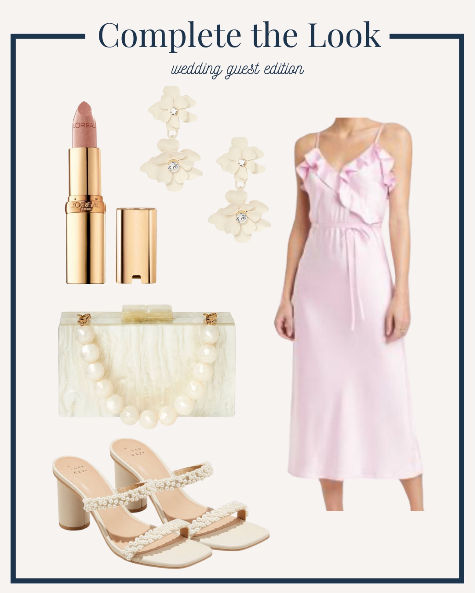 Spring wedding guest dress option! This whole wedding guest dress look is super affordable.

#LTKwedding #LTKfindsunder50 #LTKSeasonal