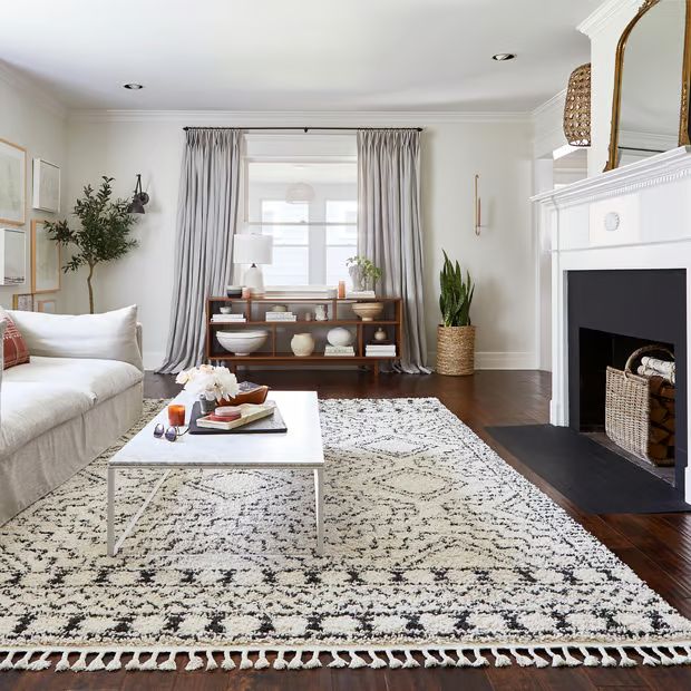 Off White Moroccan Tasseled Area Rug | Rugs USA