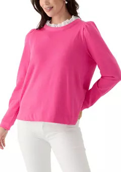 Crown & Ivy™ Women's Eyelet Trim Sweater | Belk
