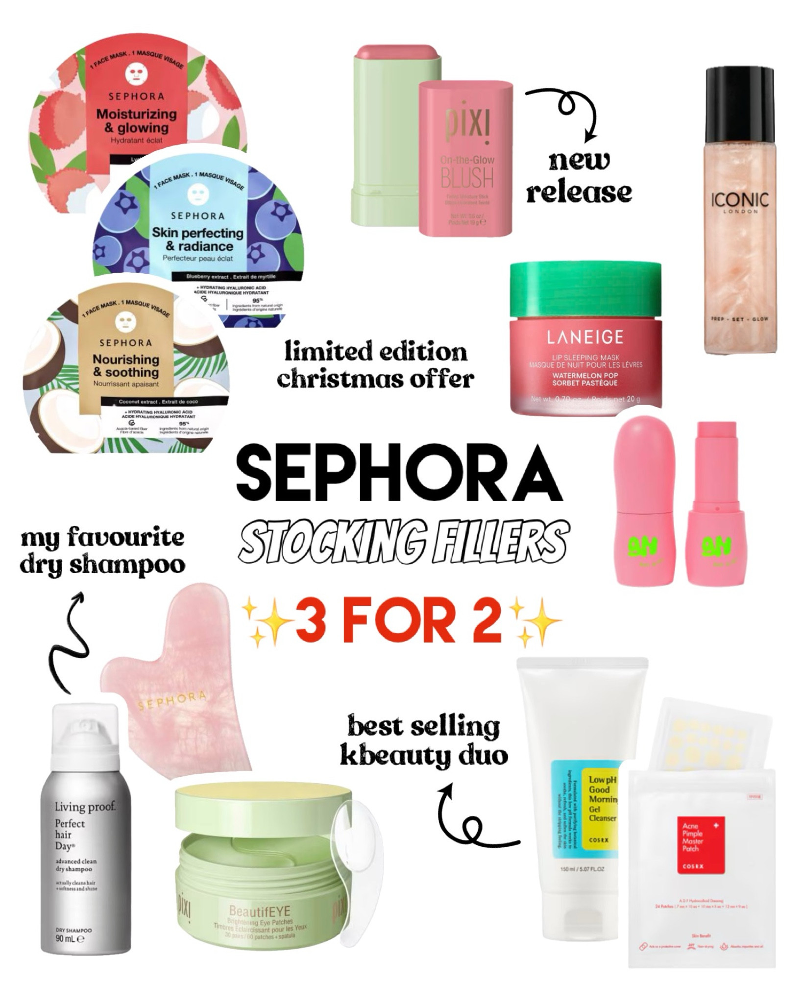3 for 2 on lots of items at sephora! this is a limited edition christmas stocking filler offer so have picked out some of my favourites here ☺️ 

#LTKsale #LTKbeauty #LTKuk