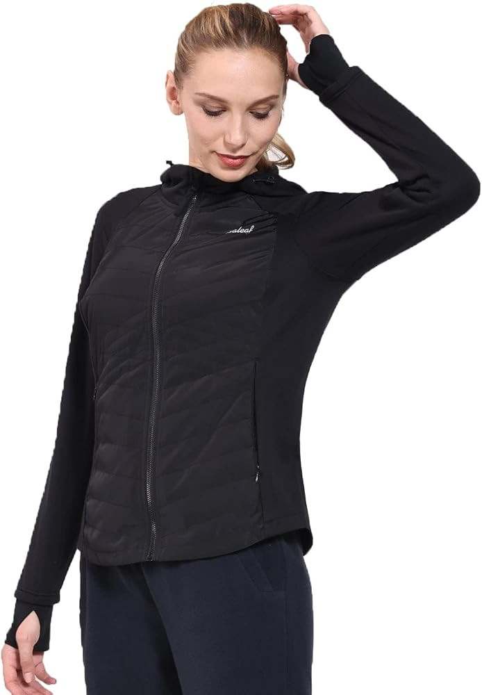 BALEAF Women's Insulated Running Jackets Puffer Hybrid Down Jacket Hiking Stretch Zip Pockets Fle... | Amazon (US)