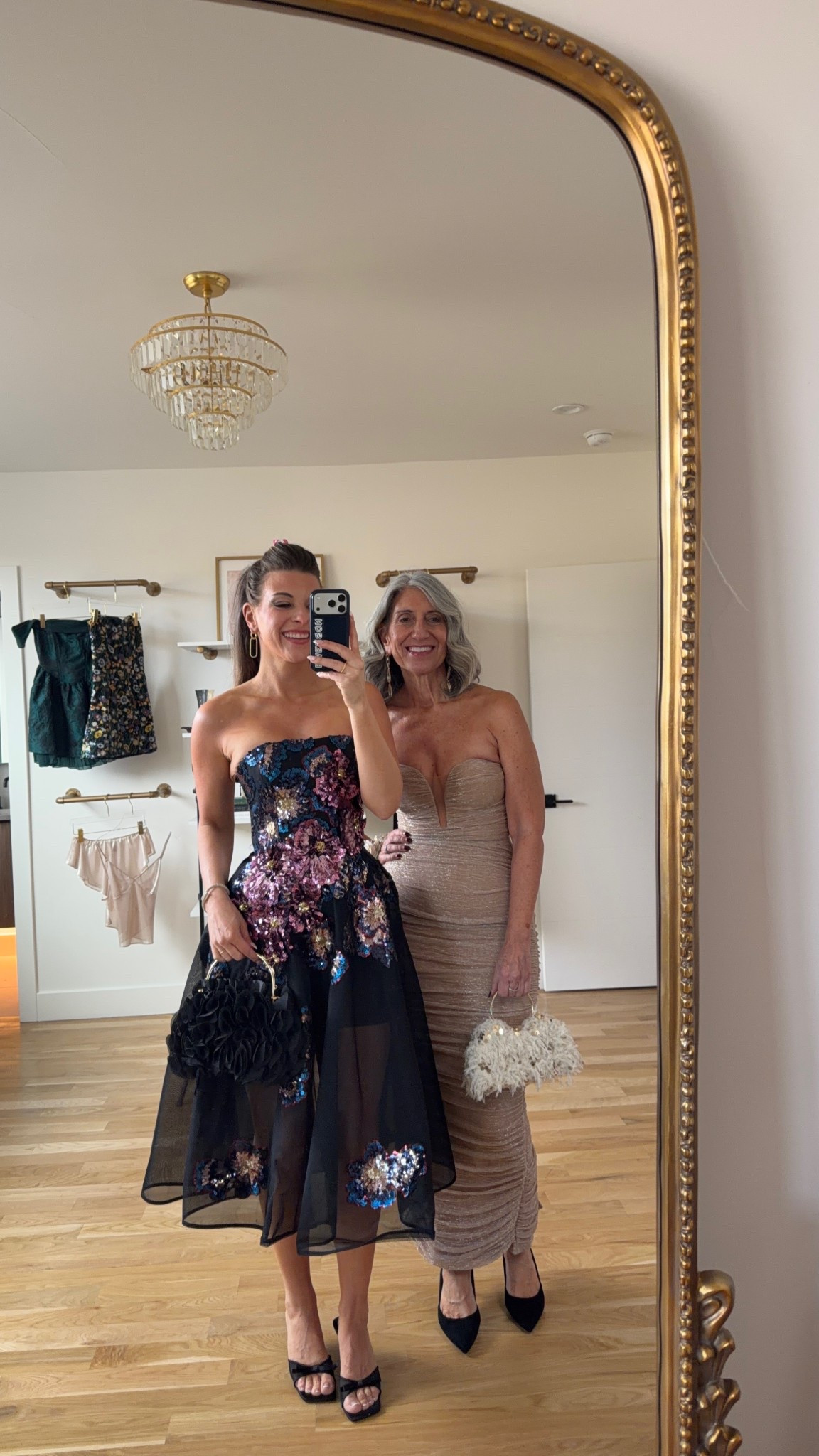 Mom and me wedding guest and spring event dresses! Black sequin floral midi and gold fitted maxi 

Vici code: emerson30

Mom wears medium/6
Always size down one in helsi dresses

Wedding guest
Formal event
Black tie
Mother of the bride
Floral
Tulle
Sequin
Spring event
Special occasion

#LTKSeasonal #LTKgrwm #LTKWedding