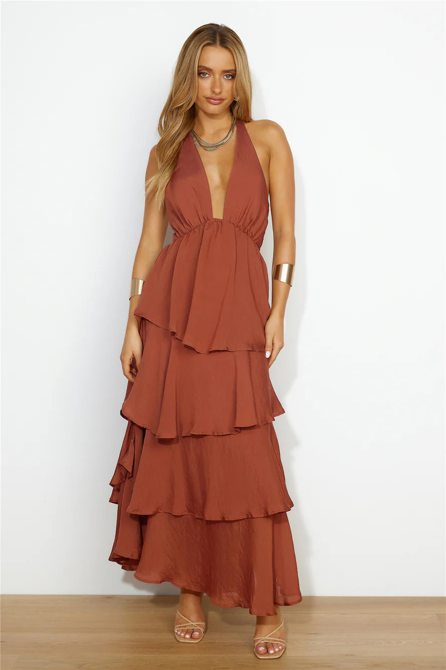 Luxe Vacation Maxi Dress Brown | Hello Molly (AU)