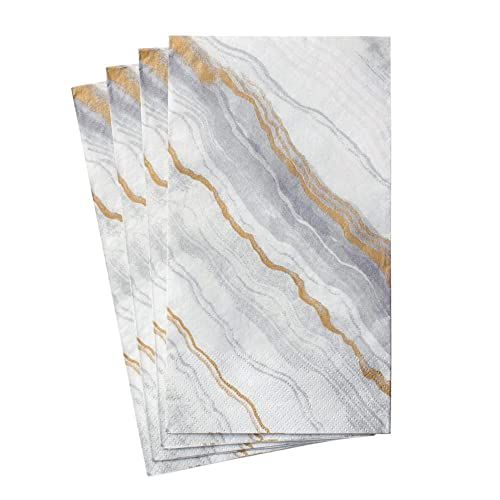 Caspari Marble Paper Guest Towel Napkins in Grey, 15 Per Package | Amazon (US)