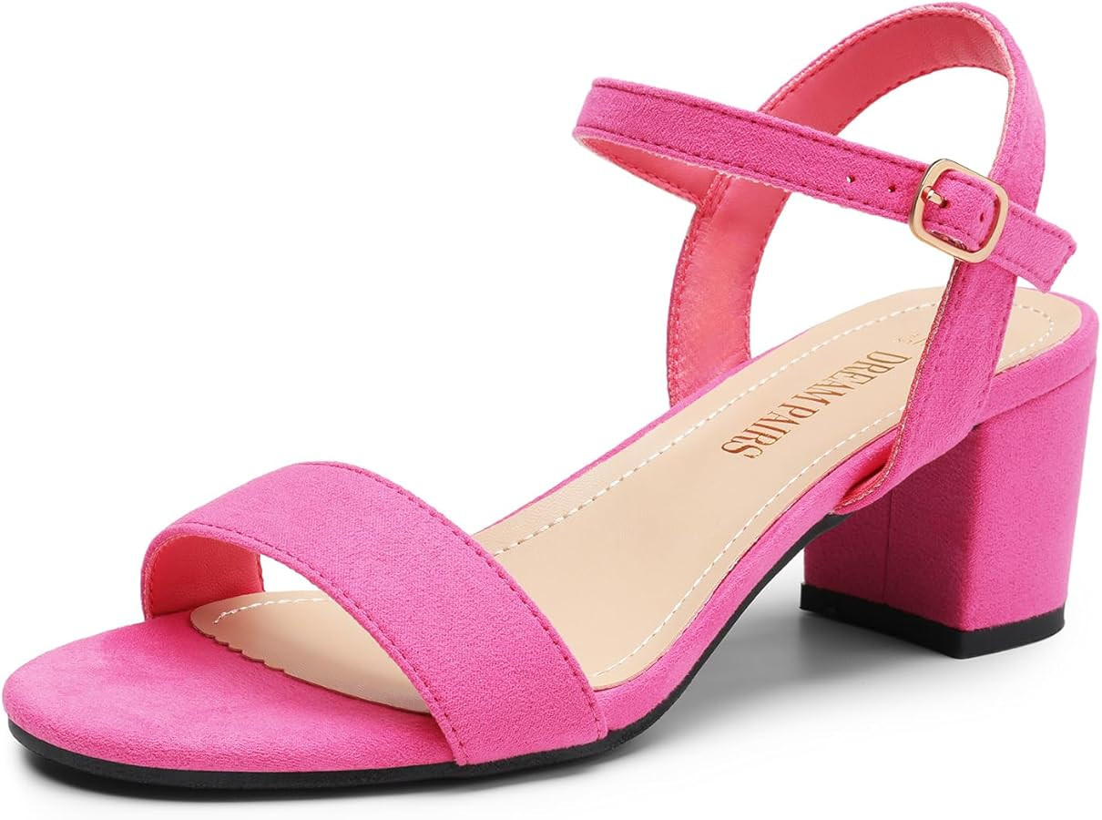 DREAM PAIRS Women's Low Heels Block Open Toe Ankle Strap Classic Short Chunky Sandals with Buckle... | Amazon (US)