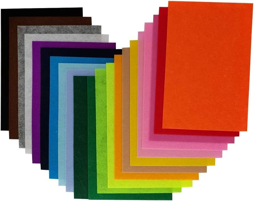 Otylzto 20PCS Fabric Felt Sheets 12"x8", Assorted Colors,DIY Craft Squares Nonwoven,Felt Sheets f... | Amazon (US)