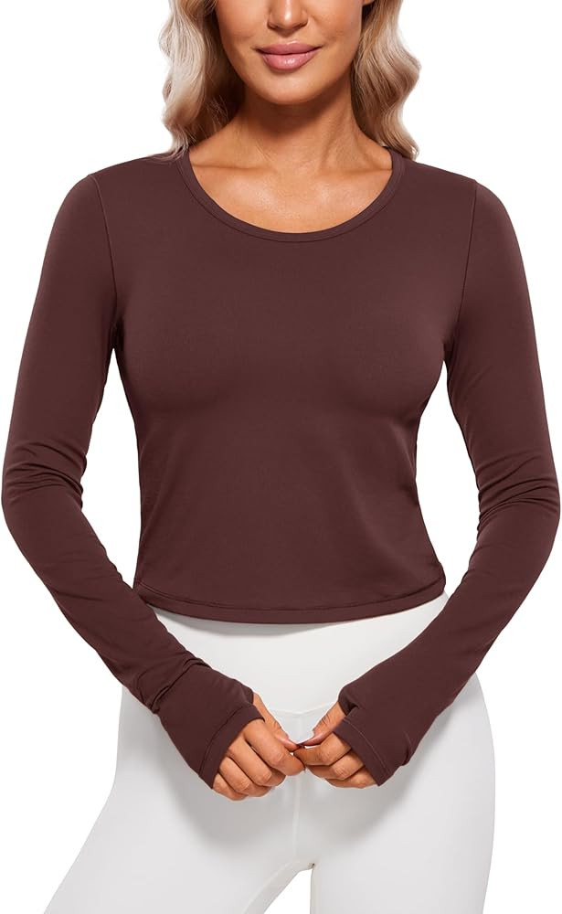 CRZ YOGA Long Sleeve Crop Tops for Women Workout Cropped Top Yoga Slim Fit Athletic Gym Shirts wi... | Amazon (US)