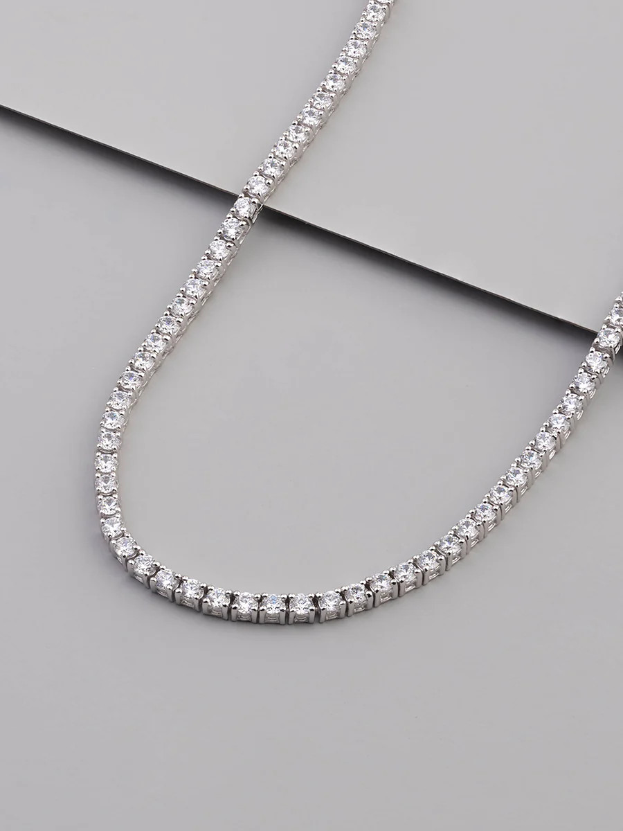 Pave 925 Sterling Silver Tennis Necklace | Wanderlust + Co | Wanderlust + Co
