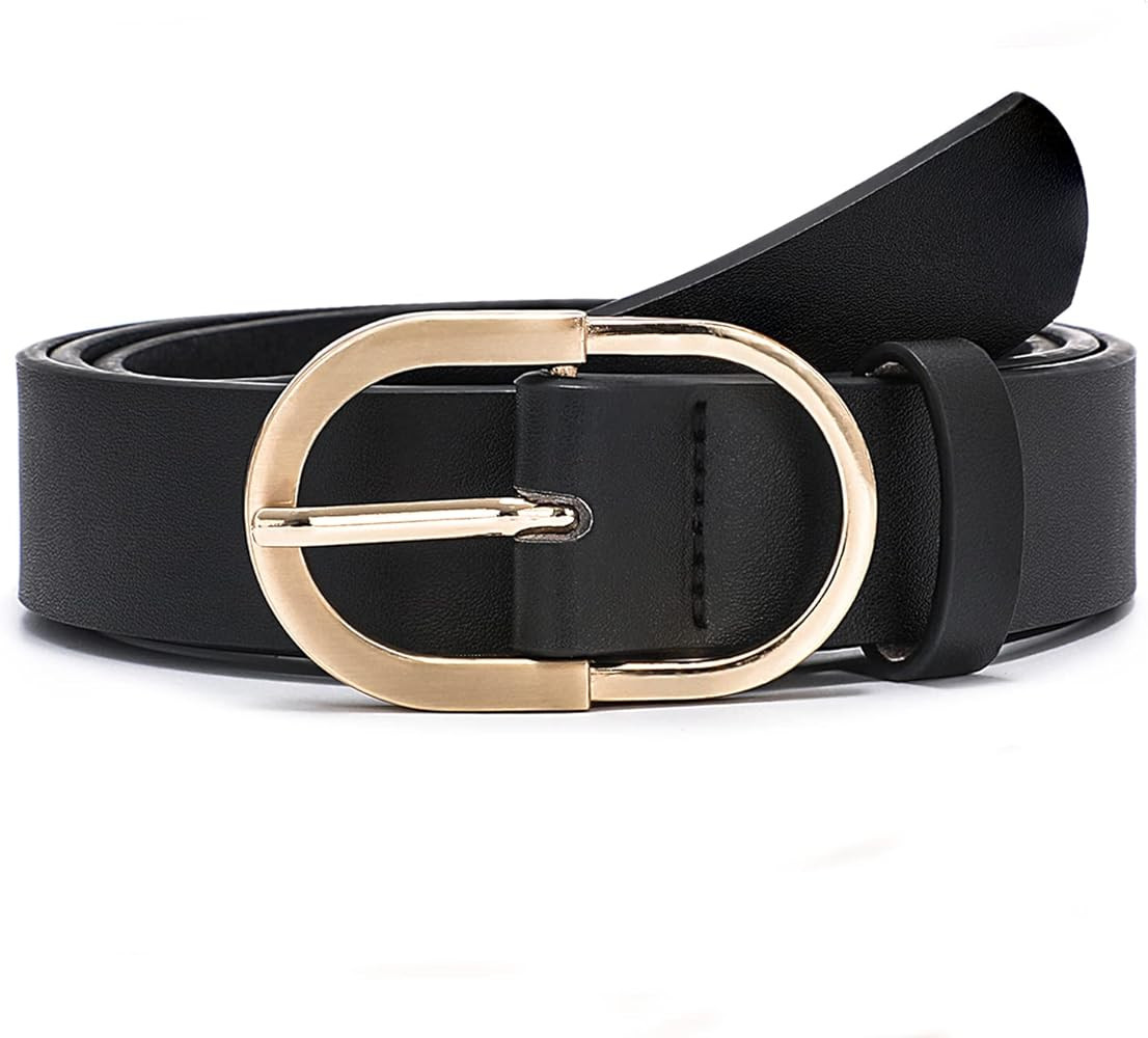 Women's Leather Belts for Jeans Pants Fashion Gold Buckle Ladies Dress Belt | Amazon (CA)