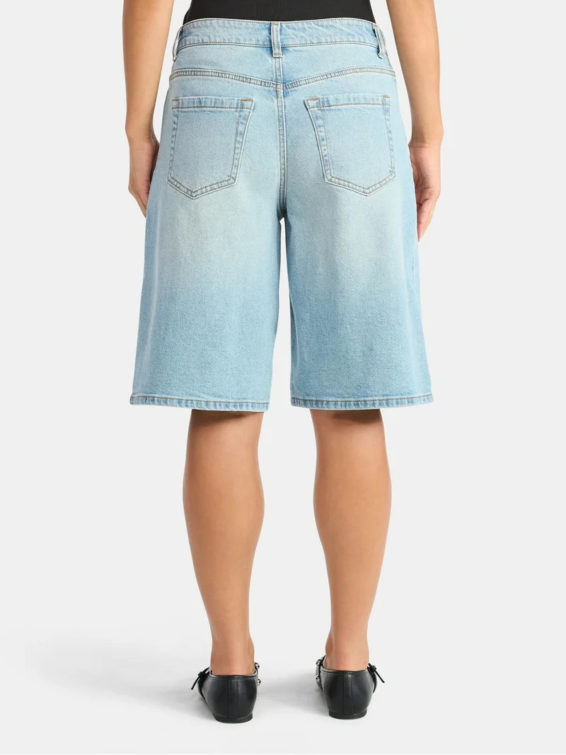 No Boundaries High-Rise Denim Jorts, 12" Inseam, Women's | Walmart (US)