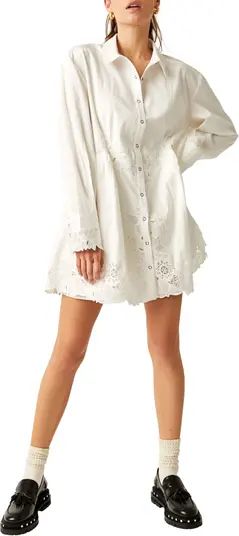 Free People Constance Floral Lace Long Sleeve Mini Shirtdress | Nordstrom | Nordstrom