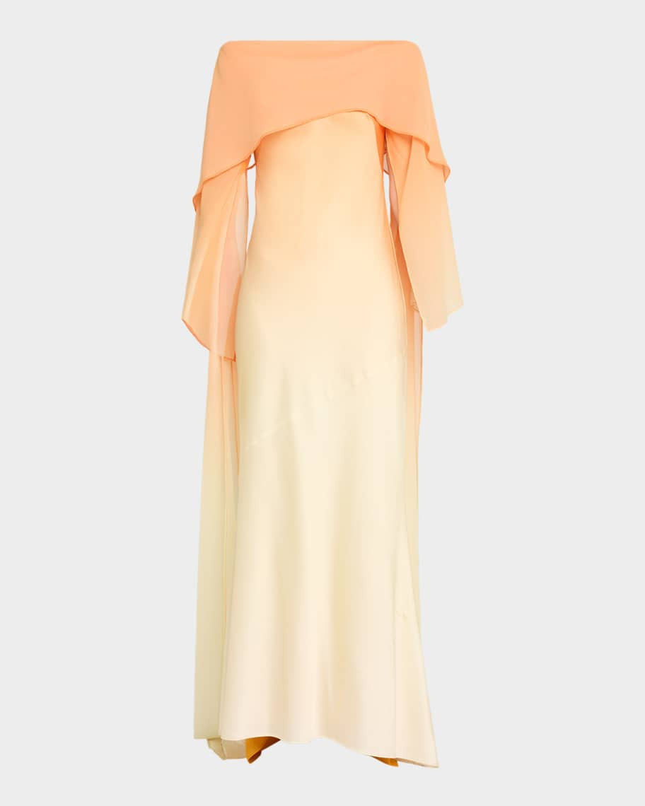 Devlyn Long-Sleeve Satin Gown | Neiman Marcus
