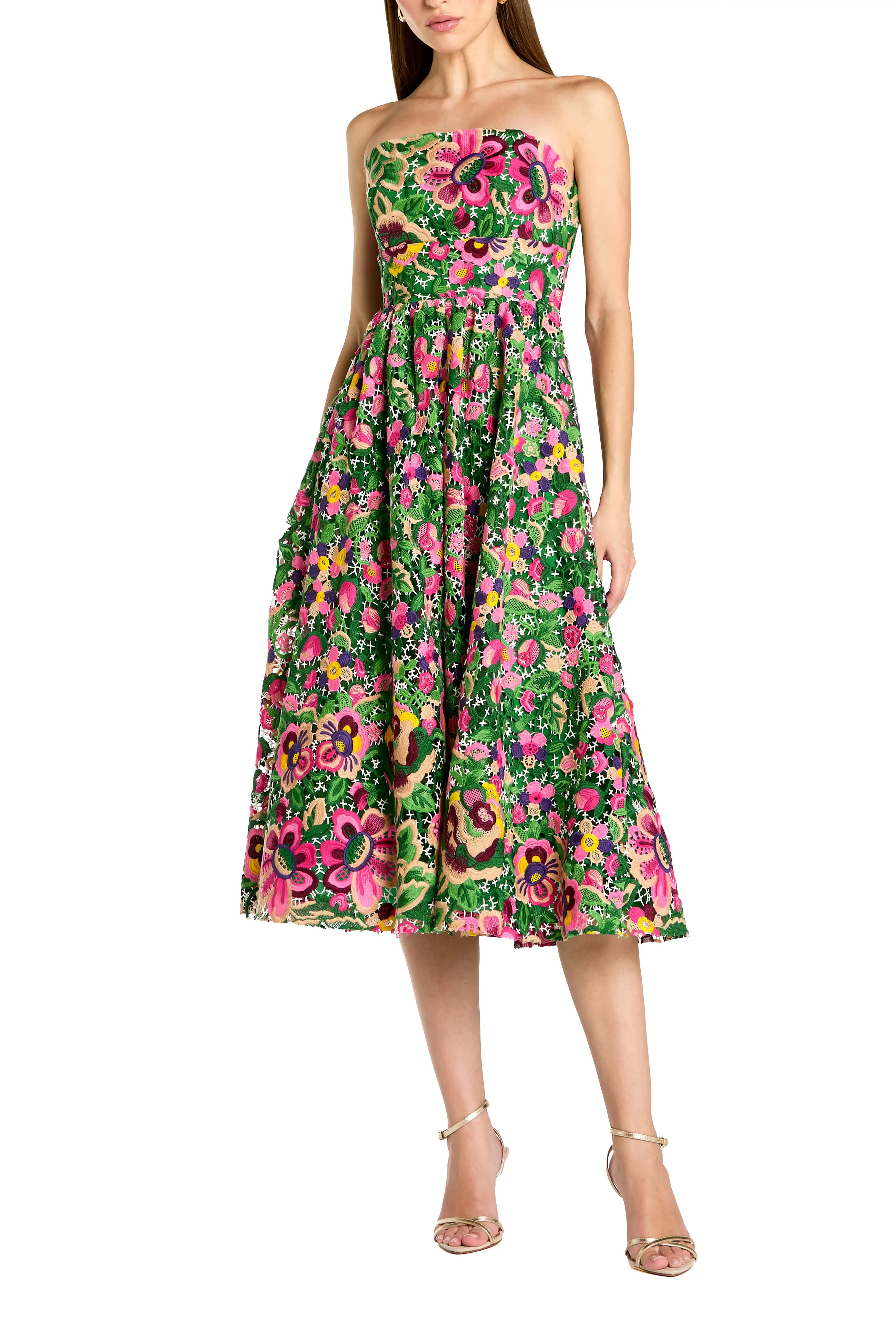 Strapless Floral Embroidered Midi Dress (Women) | Nordstrom | Nordstrom