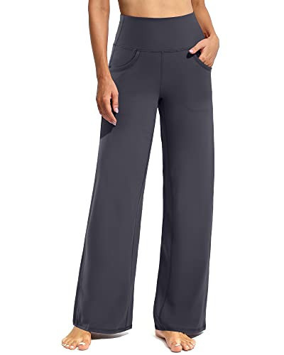 Promover Wide Leg Yoga Pants for Women Yoga Pants with Pockets Comfy Palazzo Dress Work Pants(Dark Grey,XXL,Tall) | Amazon (US)