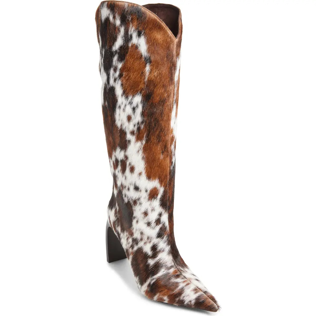 Jeffrey Campbell Pinpoint Pointed Toe Knee High Western Boot in Tan-White Cow at Nordstrom Rack, Size 6.5 | Nordstrom Rack