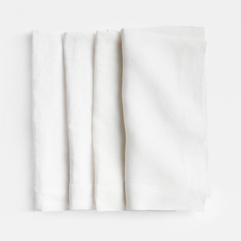 Marin Crisp White European Flax -Certified Linen Napkin, Set of 4 + Reviews | Crate & Barrel | Crate & Barrel
