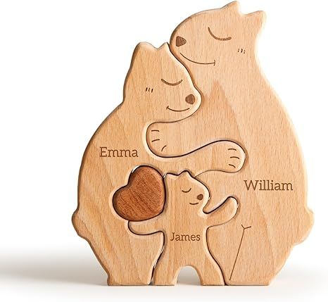 Wooden Bears Family Puzzle, Personalized Puzzles with 2–5 Names, Unique Mothers Puzzle Gifts fo... | Amazon (US)
