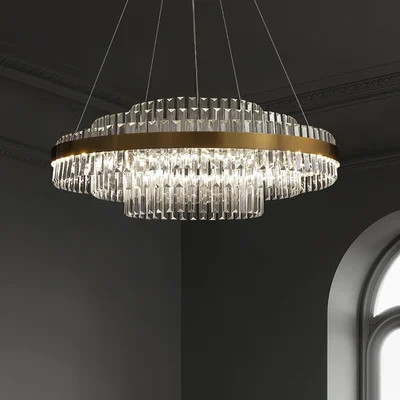 Fixedo Modern Tiered Crystal LED Chandelier in Brass Pendant Light-Homary | Homary